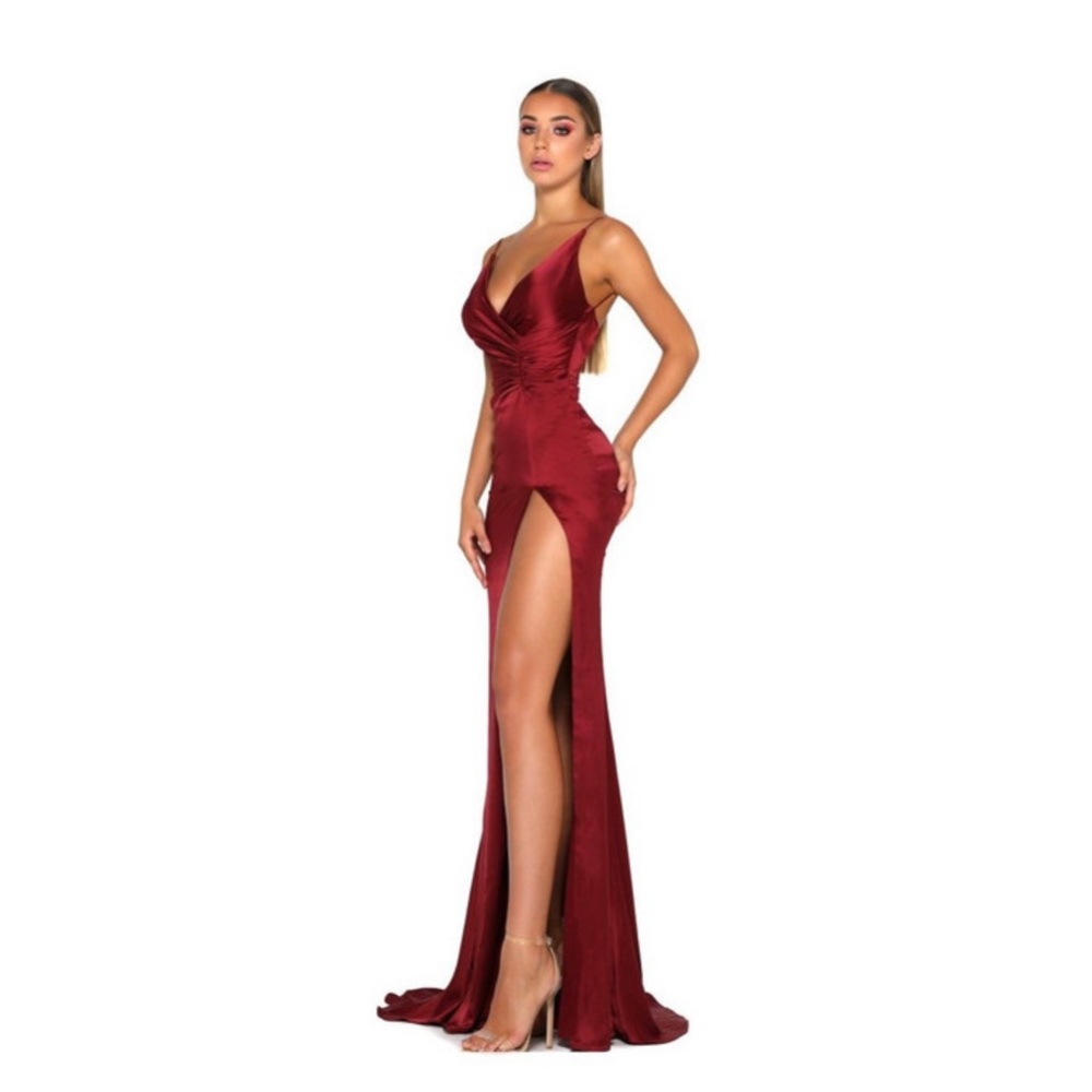 Portia and Scarlett Hugo gown Deep red